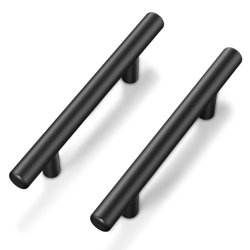 Plustool 60Pack Matte Black Cabinet Handles, 3''Hole Centers Kitchen Drawer Pulls, Stainless Steel Dresser Hardware for Kitchen Bathroom Bedroom - 5''Overall Length - color: Matte Black