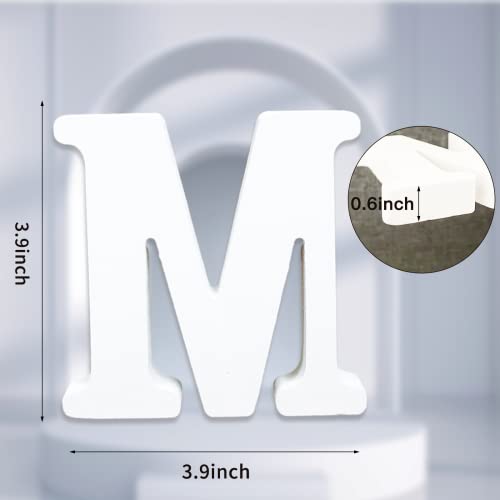 AOCEAN 4 Inch White Wood Letters Unfinished Wood Letter for Wall Decor Decorative Standing Letters Slices Sign Board Decoration for Craft Home Party Projects (M) - style: M