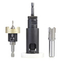 Amana Tool Woodworking Countersink Set, AMS-626, 3-Piece | Carbide Tipped with Adjustable Depth Stop and No-Thrust, No Marring Ball Bearing, with Plug Planer and Cutter Pack - style: AMS-626, 3-Pc