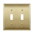 ENERLITES Toggle Light Switch Metal Wall Plate, 2-Gang, Brushed Brass - color: Gold, size: Standard Size