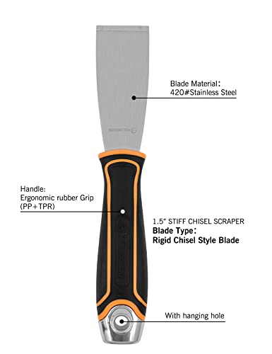 ROLLINGDOG 1.5 Inch Stiff Putty Knife - color: 1.5" Putty Knife