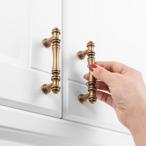 KOOFIZO 30 Pack 3 in Antique Brass Cabinet Pulls, Brass Drawer Handles P30 - color: Antique Brass, size: 3" CC - 30Pcs