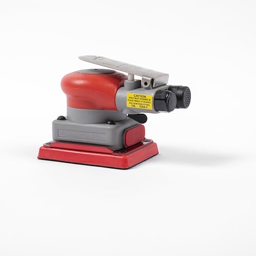 Pneumatic random orbital sander 3 x 4-inch light weight palm sander 1/8" (3 mm) diameter orbit 10000 RPM with extra backing pad 12pcs sandpaper - style: 3x4in Non-Vacuum