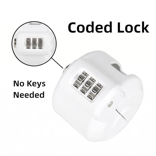 Keyed Door Handle Lockout Device Cover with Code to Disable Access to Keyhole Combination Lock for Bedroom from Outside Only Fits Handle Lock with Long Connecting Shaft (1, White) - color: White