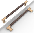 Champagne Bronze & Brown Knurled Kitchen Cabinet Pulls 6 Inch 10 Pack - color: Brown and Champagne, size: 6" Hole Center