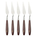 HARFINGTON 5pcs Palette Knife Painting Tool 3.31 x 0.94 Stainless Steel Art Spatula Pallet Knives Scrapers Tools with Beech Wood Handle for Acrylic Oil Canvas Mixing Spreading, Red/Silver - size: 3.31" x 0.94"