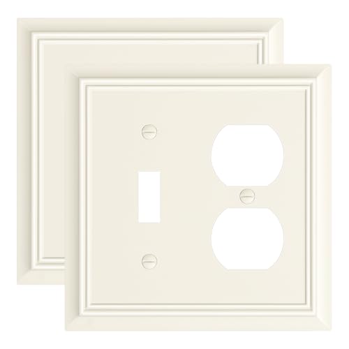 2-Pack Natural Bamboo Fiber Combo Toggle/Duplex Light Switch Cover Plate - color: Light Almond, size: 1 Toggle/1 Duplex 2PK