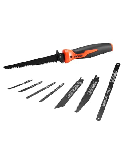 VEVOR Keyhole Saw, 6 in, Soft Grip Handle, 8-in-1 Multi-Blades Drywall, Triple Ground Teeth, for Cutting Drywall Wood Metel Plastic Plywood Wallboard Thin Sheet - size: 6 inch