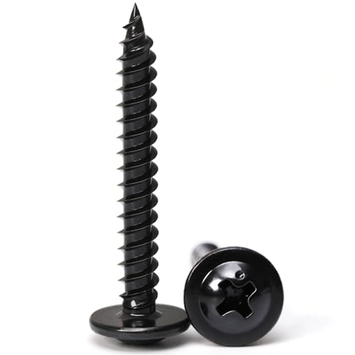 Black Wood Screws，#8×1-1/4 inch 200Pcs Black Truss Head Wood Cabinet Screws - color: Black, size: #8×1-1/4"