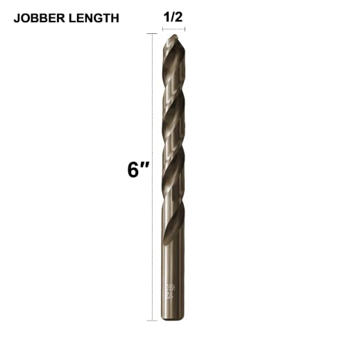 1/2 inch Cobalt Drill Bit for Metal and Hard Steel(2pcs),M35 High Speed Steel Twist Jobber Metal Drill Bits,with Index Storage Case - size: 1/2 in (2 pcs)