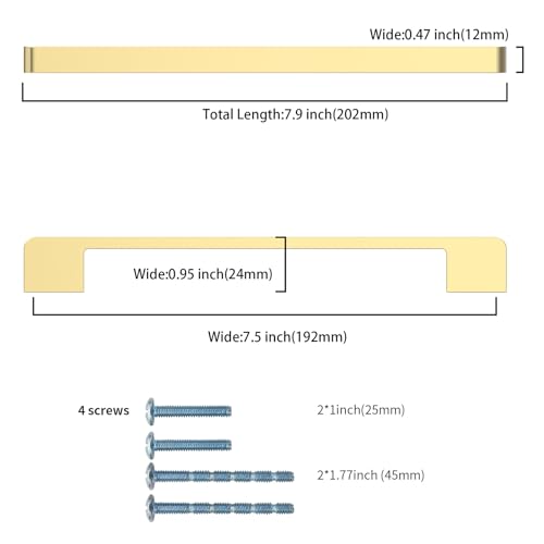 Brushed Gold Cabinet Pulls and Handles, 7.5 Inch, 10 Pack - color: Brushed Gold, size: 7.5"/192MM Hole Center