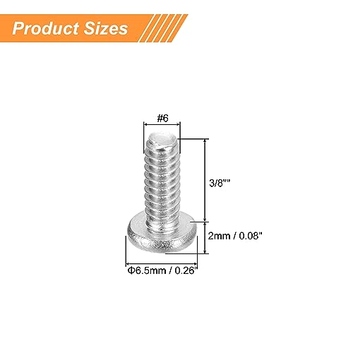uxcell #6-32x3/8 Pan Head Machine Screws, 304 Stainless Steel 18-8 Screw, Phillips Drive, Fully Threaded, Bright Finish, Pack of 25 - size: #6-32x3/8"