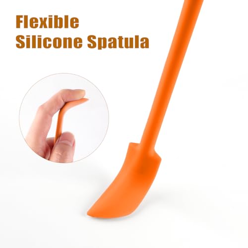 Silicone Spatula Set 6Pcs, Mini Jar Scraper for Makeup & Food - color: Orange
