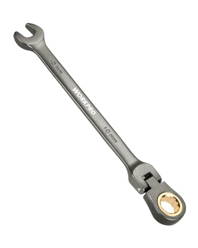 WORKPRO 10 mm Flex-Head Ratcheting Combination Wrench, Nickel Plating - size: 10 mm, style: Nickel Plating
