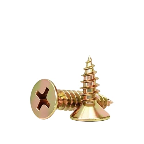 #4 Flat Head Phillips Wood Screws 150Pcs, Yellow Zinc, 5/16" - color: Yellow, size: #4 x 5/16''-150pcs