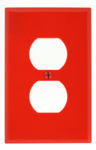 Leviton 1-Gang, 1-Duplex, Midway Nylon Wallplate, Midway Size, 1 Pack, PJ8-R, Red - color: Red, size: 1 Pack