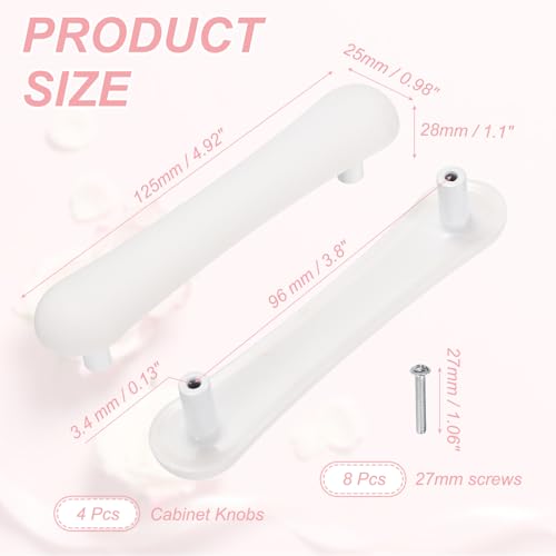 uxcell 4 Pcs Cabinet Knobs, 96mm Plastic Cute Dresser Pulls Cartoon Soft Rubber Drawer Handle Pulls with Screws for Bedroom Cupboard Closets Bookcase Kitchen, Strip, White