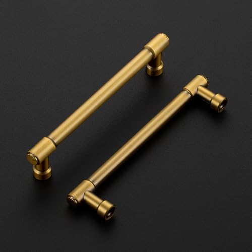 Ravinte Brushed Brass Kitchen Pulls Cabinet Handles 5 Inch 10 Pack - color: Brushed Brass, size: 5 Inches Hole Center