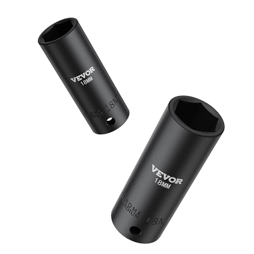 VEVOR Impact Socket Set, 26pcs x 1/2inch Metric 10mm-36mm Impact Sockets, 6-Point Deep Socket Rugged Construction High-torque, Cr-V 1/2 Inches Drive Socket Set Impact with a Storage Cage - size: 1/2" 26PCS
