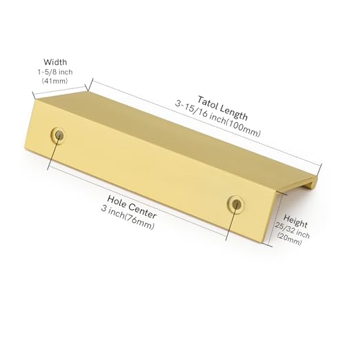 Rergy 10 Pack 3" Cabinet Pulls Brushed Brass Finger Pulls for Cabinets - color: Matte Gold, size: Hole Center: 3in(76mm)