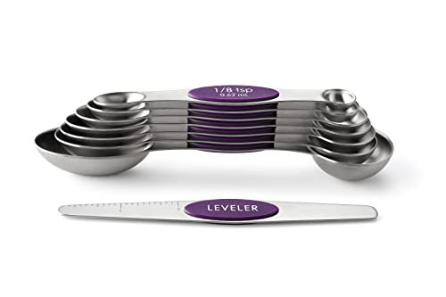 Spring Chef Stainless Steel Magnetic Measuring Spoons Set of 8, Purple - color: Purple, size: 1-Pack