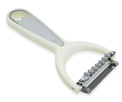 WitnyStore Kitchen Tool 6" Long White Plastic Handle Stainless Steel Wavy Peeler Scraper Bottle Opener - Thai Cooking Utensils Multipurpose Portable Hand-Held Cookery Equipments for Fruits Vegetables - size: 6"