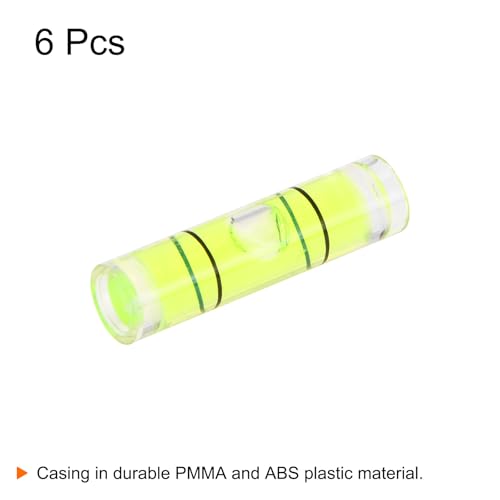 HARFINGTON 6pcs Small Cylindrical Bubble Level Vials 6.5x25.5mm PMMA Mini Horizontal Bubble Spirit Level Measuring Layout Tools for RV TV Picture Frame Hanging Tool Leveler - size: 6.5x25.5mm