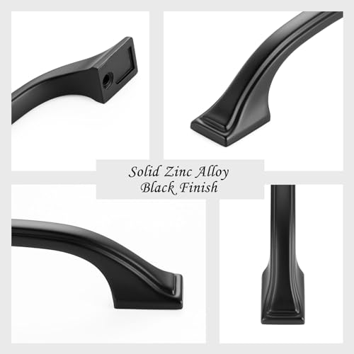 5 Inch Matte Black Cabinet Pulls Arch Drawer Handles 10 Pack P2409 - color: Black, size: 5" Hole Centers-10 Pcs