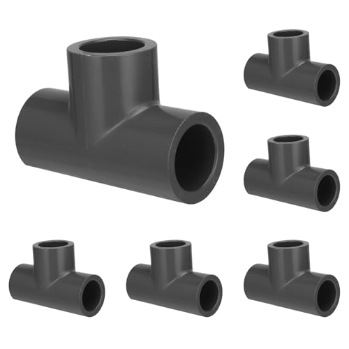 6 pack Schedule 80 PVC Pipe Fitting Tee, 3/4" Socket, Compatible with 801 Series, Heavy Duty Gray PVC Tee for Industrial, Irrigation & Plumbing Applications - size: 3/4"socket