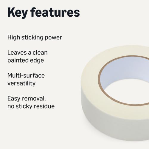 Amazon Basics Multi-Surface Masking Tape for Labeling, 1.41" x 60 Yards, Beige, 1 Roll - size: 1.41 Inch by 60 Yards