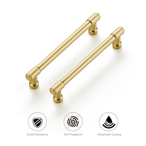 Ravinte Brushed Gold Kitchen Pulls Cabinet Handles 5 Inch 10 Pack - color: Brushed Gold, size: 5 Inches Hole Center