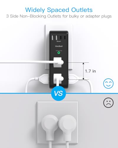 Surge Protector Outlet Extender, Multi Plug Wall Outlet,Rotating Plug,Black - color: Black, size: 2C2A, 1 Pack