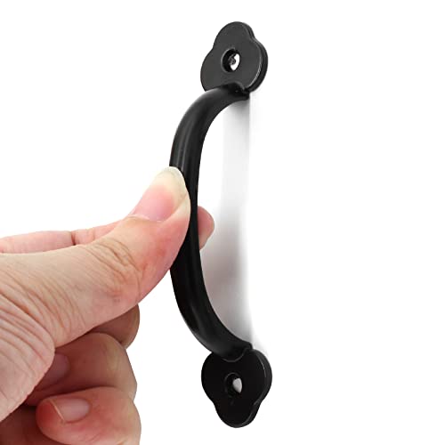 Piutouyar 12 Pcs Barn Door Handles, 3.2 in Hole Center Gate Handle, Black - color: Black, size: 4 Inch