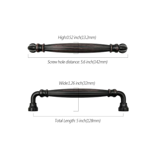 Asidrama 10 Pack 5 inch Oil Rubbed Bronze Kitchen Cabinet Handles - color: Oil Rubbed Bronze, size: 5" Hole Center(128mm)