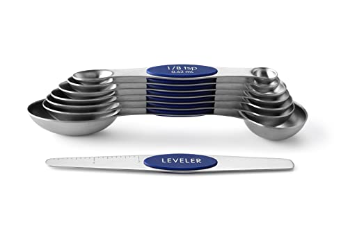 Spring Chef 8 Magnetic Measuring Spoons Set for Baking & Cooking, Sapphire - color: Sapphire, size: 1-Pack
