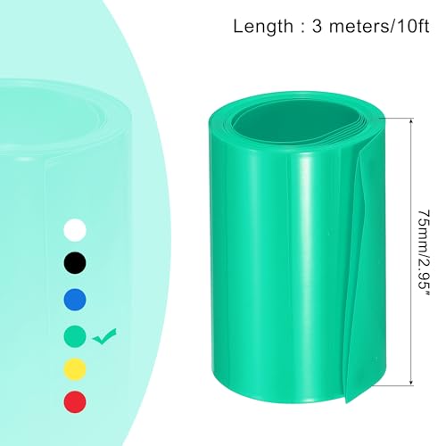 MECCANIXITY Battery Wrap PVC Heat Shrink Tubing 48mm Dia 75mm Flat 10 Feet(3meters) Green Good Insulation for Battery Pack - color: Green, size: 48mmx75mmx3m