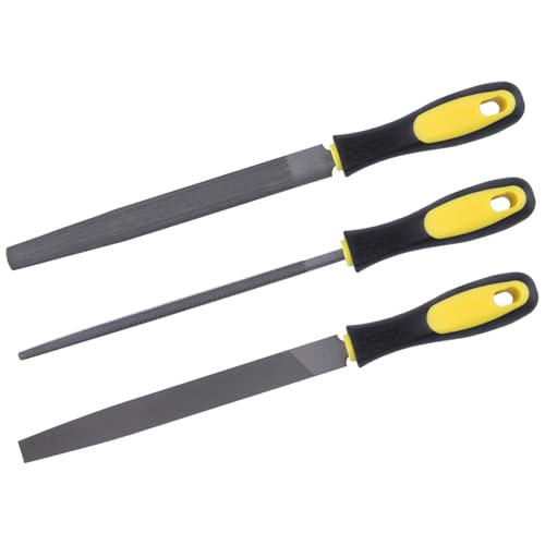 3 PCS 8" Wood Rasp File Set, Includes Round, Half-Round, Flat Rasp. T12 Carbon Steel Metal Hand File Set with Rubber Grip for Woodworking, Plastic, and Soft Metal