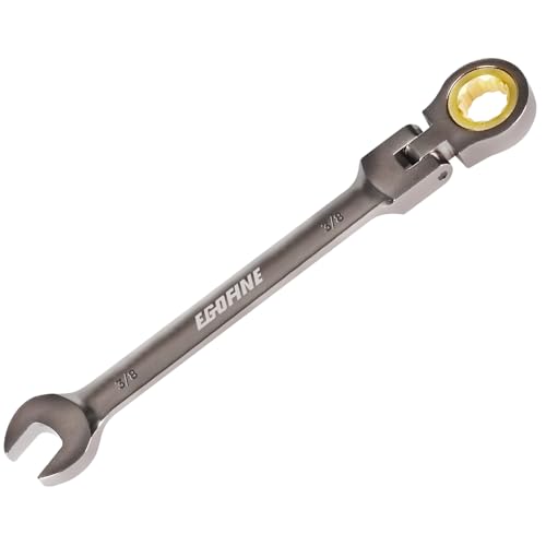 Egofine 3/8 Ratchet Wrench Flex Head, 3/8 Wrench Ratcheting Combination Wrenches SAE, Industrial Grade Gear Spanner with 12 Point Box End, 72-Teeth Ratchet Nickel Plating, Chrome Vanadium Steel - size: 3/8inch