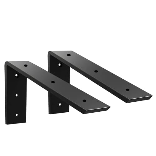 WINKER Countertop Support Bracket 2 Pack Heavy Duty 3/8" Thick Hidden L Shelf Bracket 10" x 6" x 2.5" Metal Corbels for Quartz/Granite/Wood/Concrete/Laminate Countertops, Black - size: 10″x6″x2.5″-3/8" thick, style: Black-2Pack