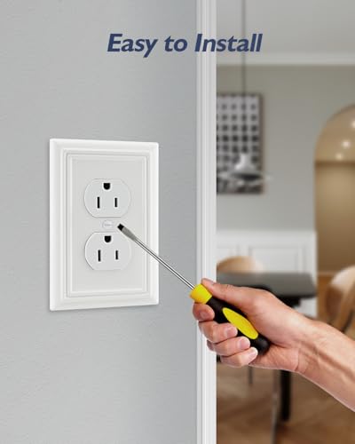 Switch Plates Outlet Covers, 4-Pack Metal Wall Plates, Off White - color: Off White, size: 1 Duplex 4PK