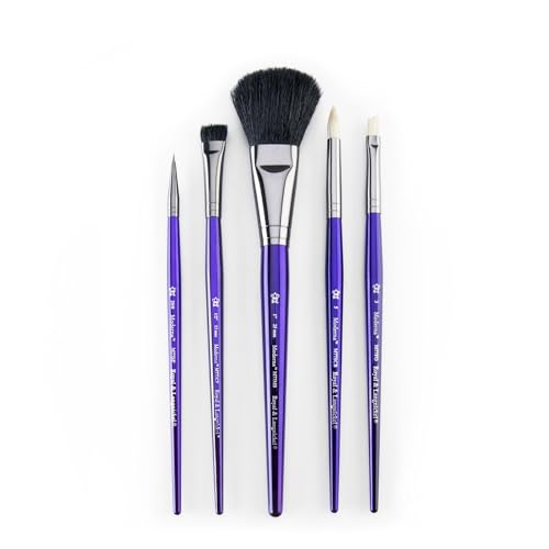 Royal & Langnickel Moderna, 5pc Black Mop Variety Brush Set for All Painting Mediums, Includes - Mop, Scruffy, Scrubber, Foliage & Spotter Brushes - style: Black Mop Variety