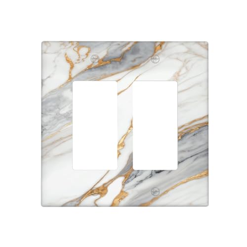 White Gray Gold Marble Light Switch Cover Decorative Wall Plate - color: 2 Gang Double Rocker