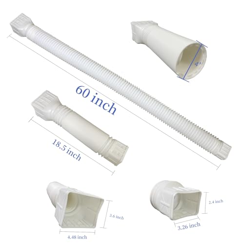 2 Pack Flexible Rain Gutter Downspout Extensions,Drain Downspout Extender,Gutter Extension Flexible,Down Spout Drain Extension Pipes,Extendable from 21 to 60 Inches (White) - color: 2pcs white