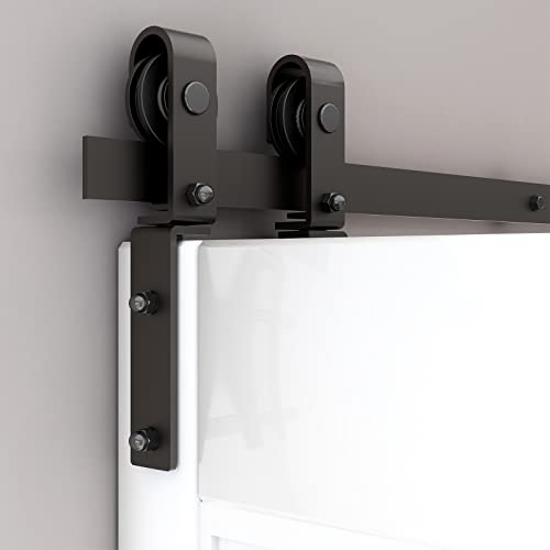 52" Bi-Folding Sliding Barn Door Hardware Track Kit,Smoothly&Quietly,Side Mounted Black Roller,Easy Install,Door Not Included [Fit Double 24" Bifold Doors] - size: 52" for 2 Doors