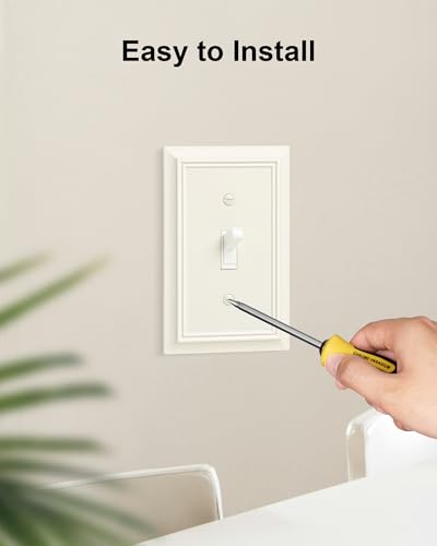 2-Pack Natural Bamboo Fiber Single Toggle Light Switch Cover Plate - color: Light Almond, size: 1 Toggle 2PK