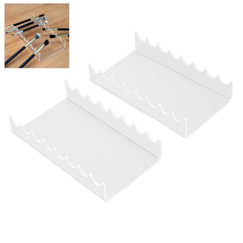 Pilipane 2PCS Makeup Brush Holder Clear Acrylic Horizontal Brush Drying Rack Organizer for Paint Brushes Vanity Table Accessory