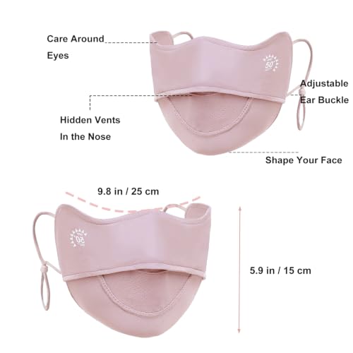 2Pcs UV Face Mask, Sun Masks for Women, Cooling Breathable Face Cover for Outdoors, Washable Reusable - color: Pink, Pink