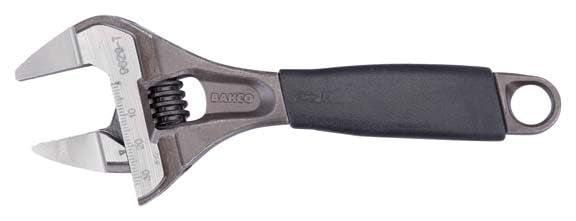 Bahco BAH9029RTUS Ergo Big-Mouth Adjustable Wrench Thin Jaw Wide Mouth with Rubber Handle - 6 Inch - Black Phosphate Finish - size: 6 inches, style: Black Phosphate Finish - Thin Jaw