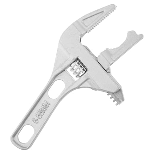 Adjustable Wrench, 6-70mm Large Opening Short Handle Wide Jaw, Aluminum Alloy Spanner Wrenches Shank Plumber, Mini Spanner for Bathroom, Washbasin, Tube Nut Disassembly(Silver)