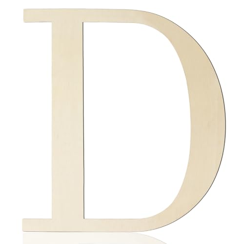 12 Inch Large Wooden Letters D for Wall Decor Unfinished Wood Letter Cutout | Paintable Alphabet Letter for DIY Wood Crafts Project 1/5 Inch Thick Cutouts Birthday Wedding Party Home Name Sign Decoration - color: D